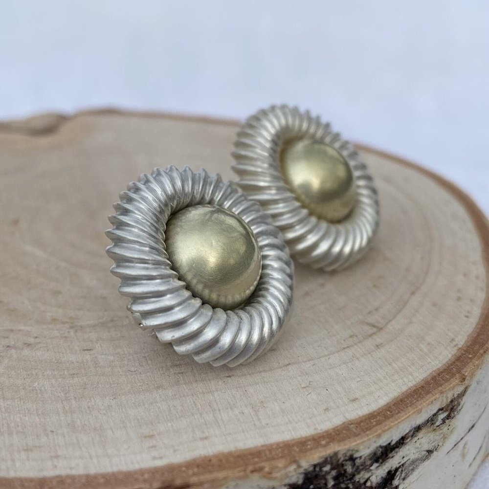 David Yurman 22mm Large Cookie Stud Earrings Sterling 14k Gold Cable Round Post - Picture 11 of 15
